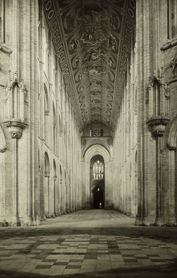 Ely Cathedral: Nave, to West, c. 1891, Frederick H. Evans, English, 1853–1943, England, Lantern slide, 8.2 × 8.2 cm