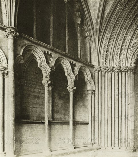 Ely Cathedral: Galilee Porch, details, c. 1891, Frederick H. Evans, English, 1853–1943, England, Lantern slide, 8.2 × 8.2 cm