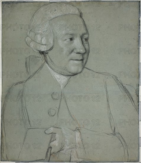 Portrait of a Man Holding a Book, Turned to the Right, 1758/62, Jean Etienne Liotard, Swiss, 1702-1789, Switzerland, Black and white chalk, with traces of red chalk, on blue laid paper, rubbed on the verso with vermillion and traced with a stylus, 530 x 458 mm