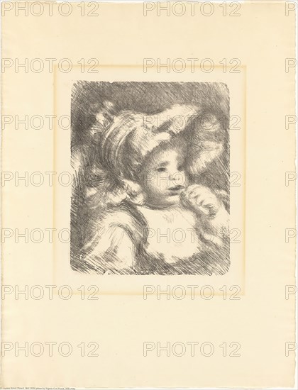 Child with a Biscuit (Jean Renoir), 1898/99, Pierre Auguste Renoir (French, 1841-1919), printed by Auguste Clot (French, 1858-1936), France, Lithograph in black on cream laid paper, 317 × 260 mm (image), 375 × 313 mm (sheet, sight)