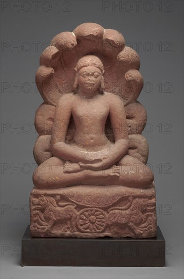 Jaina Tirthankara Parshvanatha with Serpent Hood, 6th century, India, Uttar Pradesh, Uttar Pradesh, Red sandstone, 74.8 x 44.0 x 21.0 cm (29 1/2 x 17 3/8 x 8 1/4 in.)