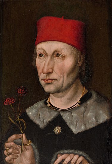 Portrait of a Man in a Red Cap, c. 1480, South German, possibly Ulm, Southern Germany, Oil on panel, Panel: 29.5 × 21.6 cm (11 5/8 × 8 in.), Painted surface of obverse: 28.9 × 19.1 cm (11 3/8 × 7 1/2 in.)