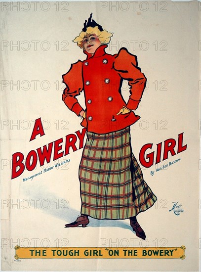 A Bowery Girl, c. 1895, Unknown Artist, printed by H.C. Miner, president of Springer Litho. Co., United States, Color lithograph on cream wove paper, 715 x 530 mm