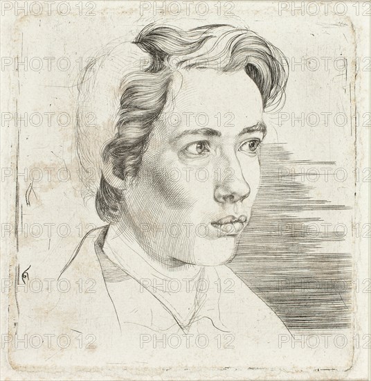 Portrait of the Artist’s Student Maisonneuve, 1824, Eugen Eduard Schäffer, German, 1802-1871, Germany, Engraving in black on ivory wove paper, 70 × 85 mm (image), 78 × 85 mm (plate), 178 × 233 mm (sheet)