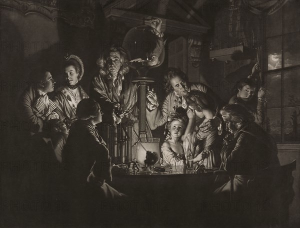 A Philosopher Shewing an Experiment on the Air Pump, 1769, Valentine Green (English, 1739-1813), after Joseph Wright of Derby (English, 1734-1797), printed by John Boydell (English, 1719-1804), England, Mezzotint with traces of engraving in black on ivory laid paper, 448 × 585 mm (image/plate), 457 × 590 mm (sheet)