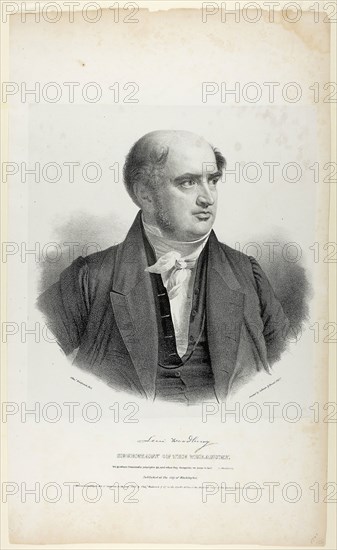 Levi Woodburn, Secretary of Treasury, 1837, Charles Fenderich, German, active in the United States, 1805–1887, United States, Lithograph on chine laid down on paper (chine collé), 530 x 317 mm