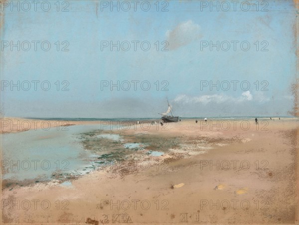 Beach at Low Tide (Mouth of the River), 1869, Edgar Degas, French, 1834–1917, France, Pastel on light brown wove paper, 232 × 307 mm