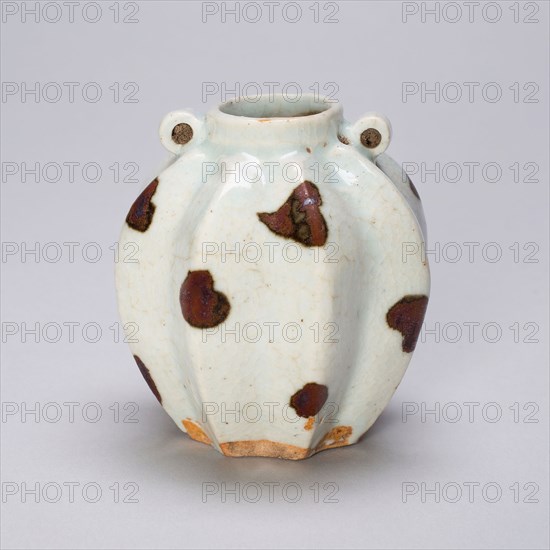Lobed Jar in Form of Balambing (Philippine Island Star Fruit), Yuan dynasty (1279–1368), first half of 14th century, China, Qingbai ware, glazed porcelain with iron spots, H. 6.9 cm (2 3/4 in.), diam. 6.5 cm (2 9/16 in.)