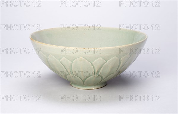 Bowl with Layered Lotus Petals, Goryeo dynasty (918–1392), 12th century, Korean, South Korea, Stoneware with underglaze carved decoration, H. 7.2 (2 7/8 in.), diam. 16.6 cm (6 9/16 in.)