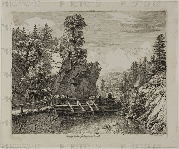Entrance to the Guttensteiner Valley, 1817, Johann Christoph Erhard, German, 1795-1822, Germany, Etching on paper, 166 x 209 mm (image), 174 x 212 mm (plate), 198 x 236 mm (sheet)