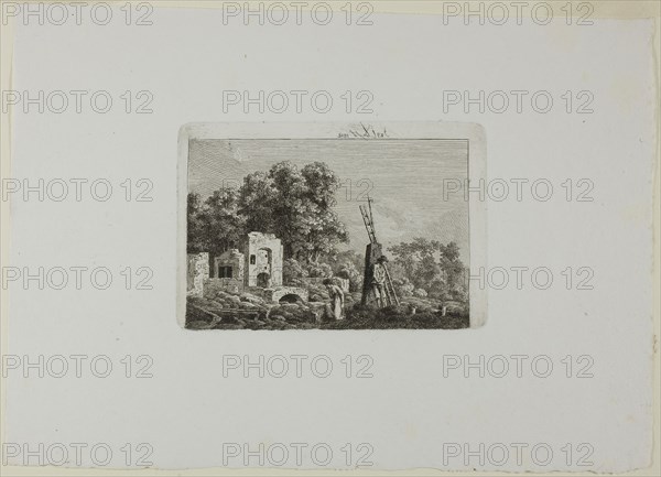 Scene of a Fire, 1802, Caspar David Friedrich, German, 1774-1840, Germany, Etching on paper, 84 x 120 mm (image), 91 x 136 mm (plate), 200 x 285 mm (sheet)