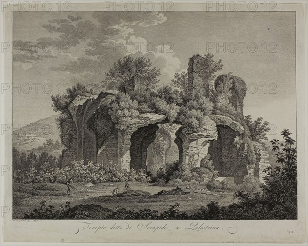 Temple of the Serapide Palestrina, 1793, Friedrich Wilhelm Gmelin, German, 1760-1820, Germany, Etching on ivory wove paper, 249 x 337 mm (image), 285 x 357 mm (sheet)