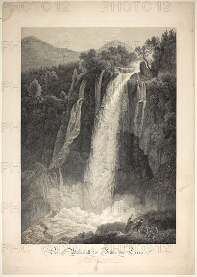 The Waterfall of Velino Near Terni, Rome, 1795, Friedrich Wilhelm Gmelin, German, 1760-1820, Germany, Etching and engraving on cream wove paper, 607 x 411 mm (plate), 675 x 477 mm (sheet)