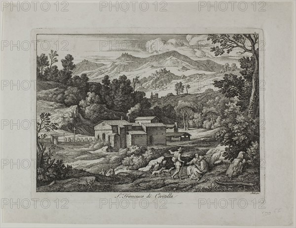 Monastery of San Francesco in the Sabine Mountains, 1810, Joseph Anton Koch, German, 1768-1839, Germany, Etching on paper, 151 x 213 mm (image), 165 x 222 mm (plate), 210 x 276 mm (sheet)