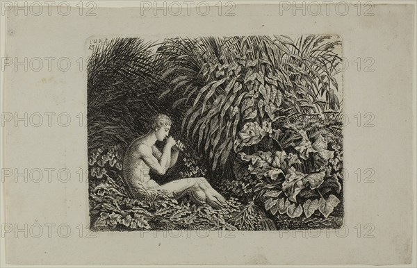 Youth Playing Pipes of Pan, 1800, Carl Wilhelm Kolbe, the elder, German, 1759-1835, Germany, Etching on paper, 101 x 131 mm