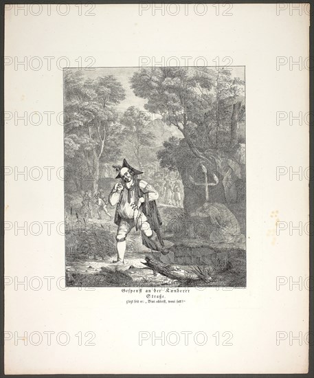 Ghost on the Kandern Road, plate six from Zehn Blätter zu Hebels Alemannischen Gedichten, 1820, Sophie Reinhard (German, 1777-1843), published by Mohr und Winter, Germany, Etching on cream wove paper, 315 x 262 mm (plate), 462 x 379 mm (sheet)