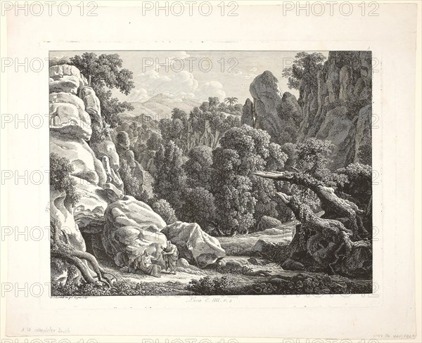 Landscape with the Temptation of Christ, 1799, Johann Christian Reinhart, German, 1761-1847, Germany, Etching on paper, 257 x 338 mm (image), 280 x 360 mm (plate), 350 x 480 mm (sheet)