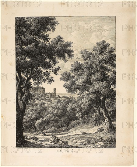 A Tivoli, from Malerisch Radierte Prospekte aus Italien, 1794, Johann Christian Reinhart, German, 1761-1847, Germany, Etching on cream laid paper, 377 x 280 mm (plate), 430 x 342 mm (sheet)