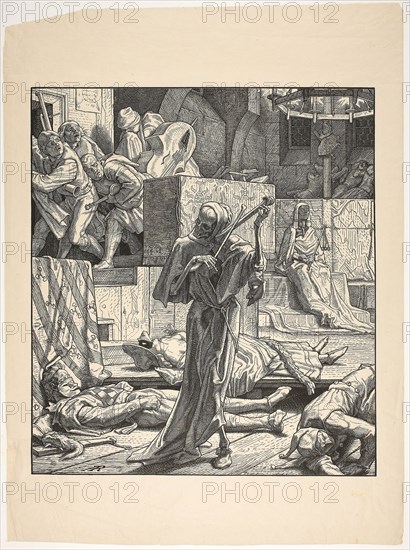 Death the Strangler, The First Outbreak of Cholera at a Masked Ball in Paris, 1831, 1851, Alfred Rethel, German, 1816-1859, Germany, Woodcut on cream wove paper, 308 x 274 mm (image), 428 x 315 mm (sheet), Dissertations from Tivoli and Albano (Dissertazioni di Tivoli e di Albano), 1809–16, Friedrich Wilhelm Gmelin, German, 1760-1820, Germany, Book with twelve engravings and etchings, with letterpress, on laid ivory paper, 400 × 563 × 10 mm