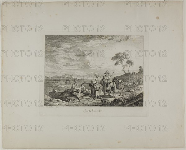 Monte Circello, 1831, Ludwig Richter, German, 1803-1884, Germany, Etching on ivory wove paper, 155 x 198 mm