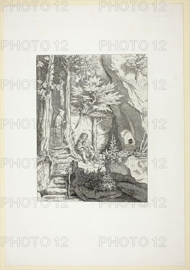 A Musician with a Hermit, n.d., Moritz von Schwind, Austrian, 1804-1871, Austria, Etching on paper, 245 × 186 mm (image), 266 × 217 mm (plate), 440 × 303 mm (sheet)
