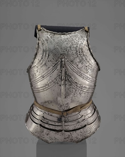Cuirass (Breastplate and Backplate) in the Late Gothic Style, c. 1480, South German or Austrian, Germany, Steel, brass, and leather, H. 60 cm (23 1/2 in.);