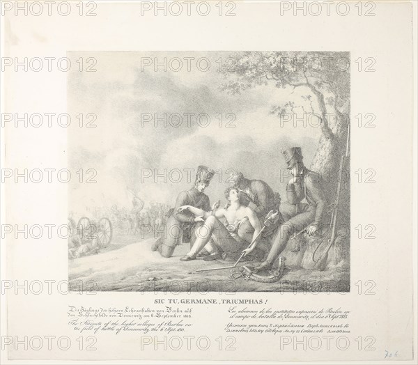 So you, German, Triumph!, c. 1814, Marie Electrine Stuntz, German, 1797-1847, Germany, Tint lithograph on ivory wove paper, 279 x 328 mm (image), 415 x 473 mm (sheet)