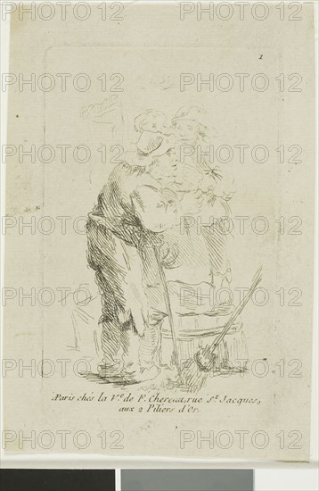 A Poorly Dressed Peasant, 1755/70, François Boucher, French, 1703-1770, France, Etching on tan laid paper, 113 × 71 mm (plate), 136 × 93 mm (sheet)