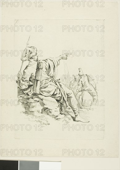 Oriental Warrior, 1731, François Boucher, French, 1703-1770, France, Etching on cream laid paper, 236 × 177 mm (image/plate), 307 × 235 mm (sheet)