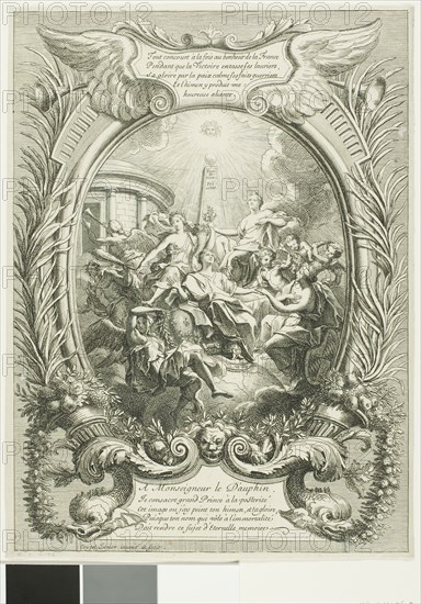 Allegory of the Glory of the Dauphin, 1680, Antoine Coypel, French, 1661-1722, France, Etching on cream laid paper, 296 × 219 mm