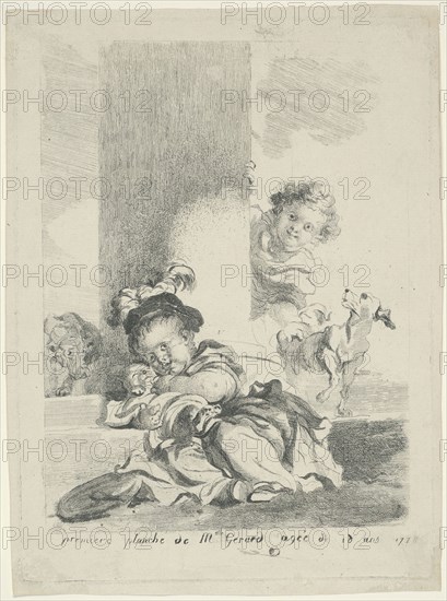 The Child and the Cat, 1778, Marguerite Gérard, French, 1761-1837, France, Etching and drypoint in black on ivory laid paper, 228 × 170 mm (image), 261 × 191 mm (plate), 271 × 203 mm (sheet)