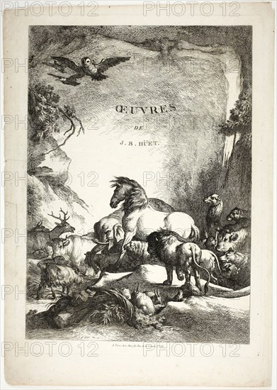 Title Page from Oeuvres de J. B. Huet, 1796–99, Jean Baptiste Huet, French, 1745-1811, France, Etching on paper, 480 × 350 mm