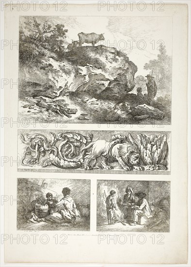 Plate Nine of 38 from Oeuvres de J. B. Huet, 1796–99, Jean Baptiste Huet, French, 1745-1811, France, Etching on paper, 480 × 350 mm