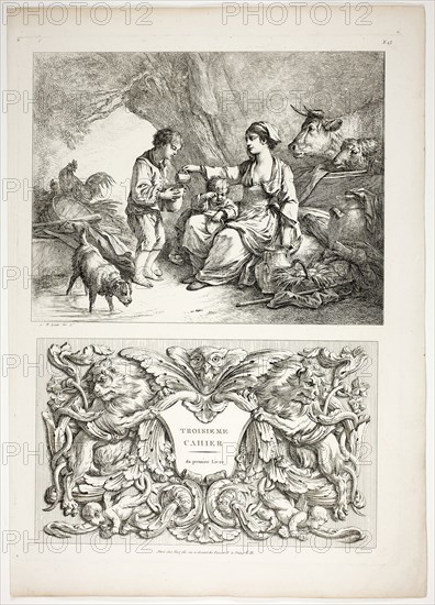 Plate Thirteen of 38 from Oeuvres de J. B. Huet, 1796–99, Jean Baptiste Huet, French, 1745-1811, France, Etching on paper, 480 × 350 mm