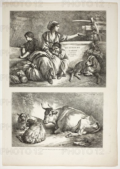 Plate Nineteen of 38 from Oeuvres de J. B. Huet, 1796–99, Jean Baptiste Huet, French, 1745-1811, France, Etching on paper, 480 × 350 mm
