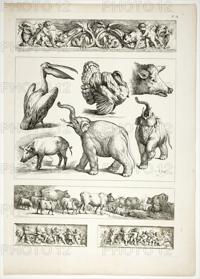Plate 34 of 38 from Oeuvres de J. B. Huet, 1796–99, Jean Baptiste Huet, French, 1745-1811, France, Etching on paper, 480 × 350 mm
