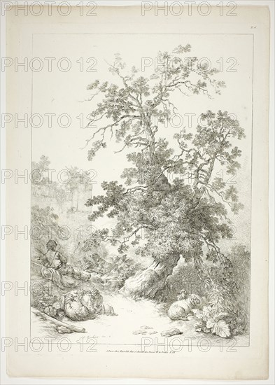 Plate Six of 38 from Oeuvres de J. B. Huet, 1796–99, Jean Baptiste Huet, French, 1745-1811, France, Etching on paper, 480 × 350 mm