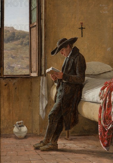 Young Clergyman Reading, 1836, Martin Rørbye, Danish, 1803-1848, Denmark, Oil on canvas, 39 × 27.5 cm (15 3/8 × 10 13/16 in.)
