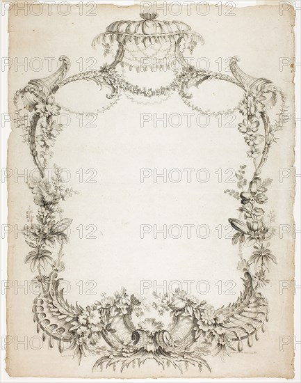 Ornamental Border, n.d., Gabriel Huquier, French, 1695-1772, France, Etching on cream laid paper, 745 × 564 mm (image), plate not visible, 760 × 587 mm (sheet)