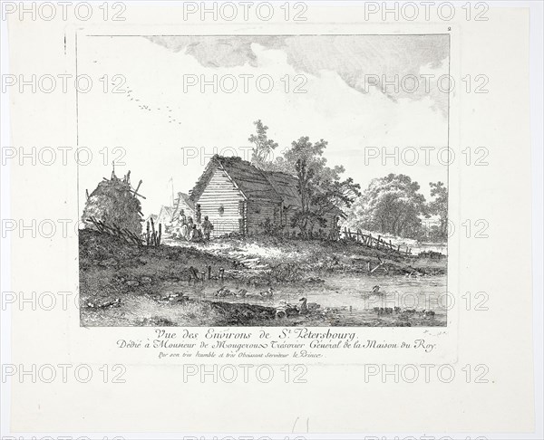 View near St. Petersburg, n.d., Jean Baptiste Le Prince, French, 1734-1781, France, Etching on paper, 193 × 223 mm (plate), 243 × 304 mm (sheet)