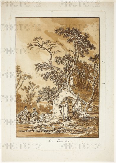 The Washerwomen, 1771, Jean Baptiste Le Prince, French, 1734-1781, France, Etching and aquatint on cream laid paper, 381 × 262 mm (plate), 439 × 310 mm (sheet)