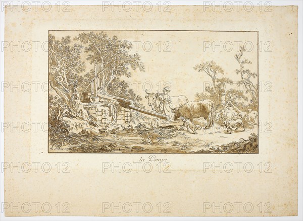 The Pump, 1771, Jean Baptiste Le Prince, French, 1734-1781, France, Etching on paper, 190 × 304 mm (plate), 268 × 370 mm (sheet)