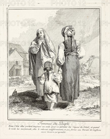 Women of the People, plate six from Divers Habillements des Peuples du Nord, 1765, Jean Baptiste Le Prince, French, 1734-1781, France, Etching on paper, 225 × 176 mm