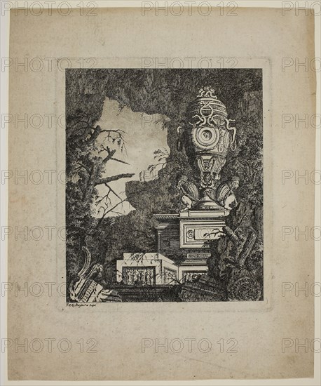 Antique Ruined Statuary, 1767/70, Jean-Laurent Legeay, French, 1710-1786, France, Etching on ivory laid paper, 193 × 165 mm (plate), 285 × 235 mm (sheet)