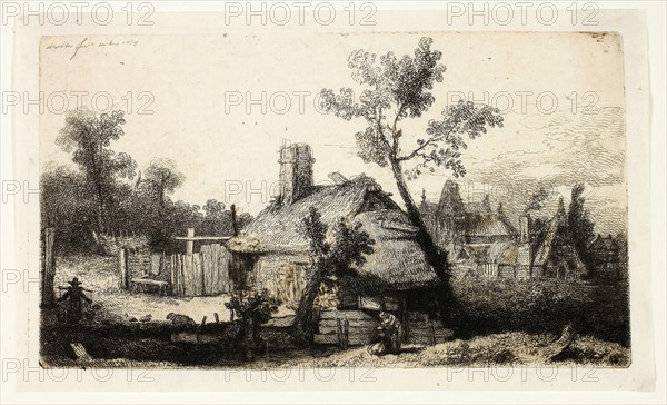The Village, 1778, Jean-Pierre Norblin de la Gourdaine, French, 1745-1830, France, Etching and drypoint in brown-black on cream Japanese paper, 65 × 113 mm (plate), 95 × 108 mm (sheet)