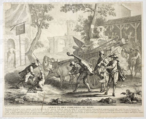Arrival of the Comedians, n.d., Jean-Baptiste Oudry, French, 1686-1755, France, Etching on paper, 325 × 435 mm (plate), 370 × 450 mm (sheet)