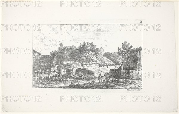 Landscape, from Deuxieme Cahier de Paysage, 1772, Nicolas Pérignon, French, 1726-1782, France, Etching on off-white laid paper, 129 × 195 mm (plate), 159 × 249 mm (sheet)