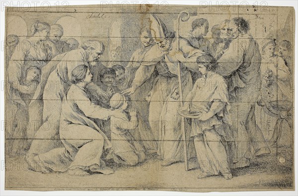 The Confirmation, c. 1730, Pierre Charles Trémolières, French, 1703-1739, France, Etching in brown on tan laid paper, 270 × 421 mm