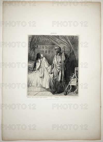 Have you pray’d tonight, Desdemona?, plate twelve fom Othello, 1844, Théodore Chassériau, French, 1819-1856, France, Etching, engraving, roulette, and drypoint on paper, 276 × 229 mm (image), 320 × 246 mm (plate), 638 × 445 mm (appro×. sheet)