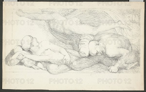 Figures, c. 1817, John Flaxman, English, 1755-1826, England, Lithograph on ivory wove paper, 285 × 178 mm